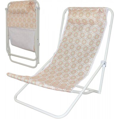 FOLDING BEACH CHAIR WITH HEADREST ORANGE