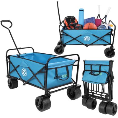 DELUXE FOLDABLE TOURIST & BEACH CARRIER 66x48x90CM WITH HANDLE BLUE
