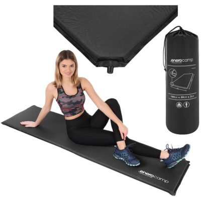 САМОНАДУВАЮЩИЙСЯ ТУРИСТИЧЕСКИЙ КОВРИК-МАТРАС 180X50X3 СМ ЧЕРНЫЙ