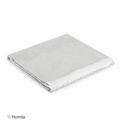 Скатерть | ASEN | с кружевной отделкой серая | 130x180 | 905807