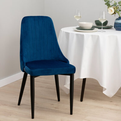 Chair | LOUIS | navy blue velour | 45x45x90 cm
