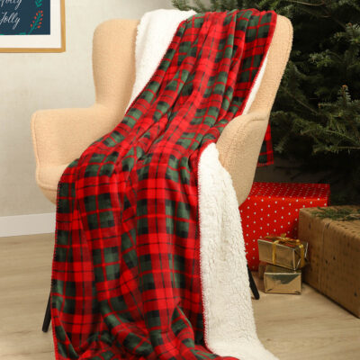 Blanket | TARTAN | checkered with sherpa | 150x200 cm | XM22 937822
