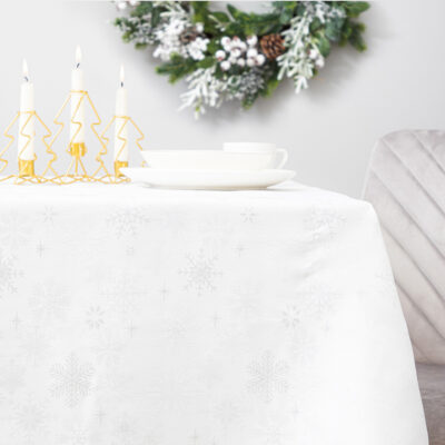 Tablecloth | SILVER SNOW | snowflakes white | 130x180 cm | XM22 937976