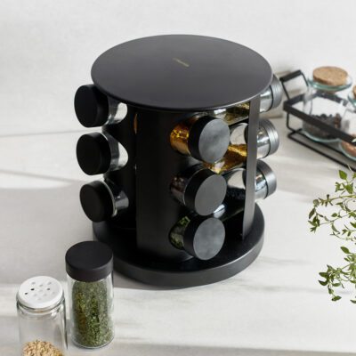 Вращающийся набор для специй | OTTO | черный - 12 баночек | 19x21 см | 982587