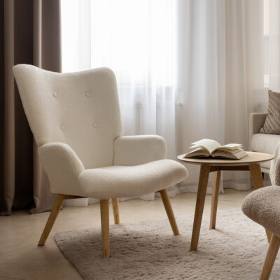 Armchair | MOSS TEDDY BOUCLE | in TEDDY fabric white | | 828534