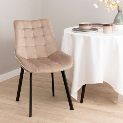 Chair | COLIN | velour beige | 53x51x83 cm | ALL 833989