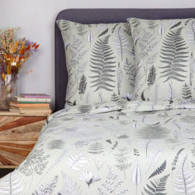 MILIE | Постельное белье из микрофибры с зелеными листьями папоротника | 160x200 см | SS23 843346