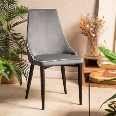 Chair | LOUIS RIBBON | velour grey | 44x59x88 cm | ALL 848891