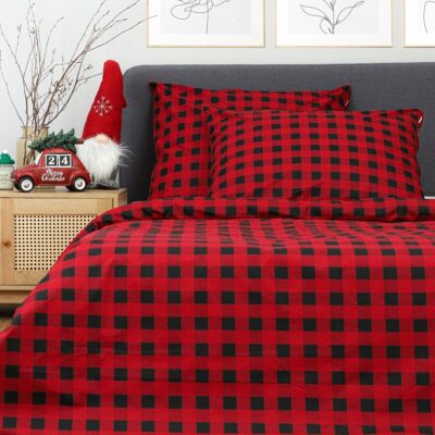 Bed linen | AMERI | red and black checked flannel | 200x220 cm | 858074
