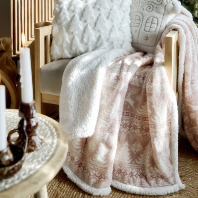 BARGO | Christmas pink blanket with sherpa | 150x200 cm | 866161