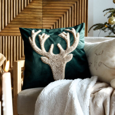 Pillowcase | VINTEC | with plush deer | 45x45 cm | 866215