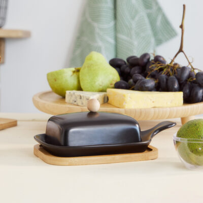 Butter bowl | FINCAN | ceramic with bamboo base black | 22 cm | 869704