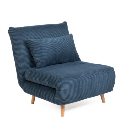Sofa | SOLACE | 1-seater sofa with sleeping function corduroy navy blue | 83x91x84 cm | 871615