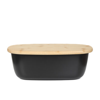 Хлебница | NORES | с бамбуковой крышкой черная | 37x22x14 см | 882666