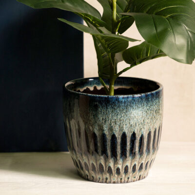 Держатель для цветочного горшка | OASIS | тисненый темно-синий | 17,5x17,5x16 см | 885780