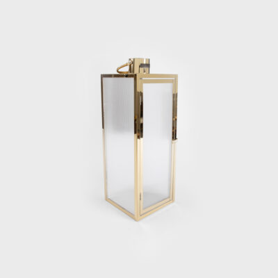 Lantern | TONDO | gold with striped glass | 18x18x50 cm | 705120