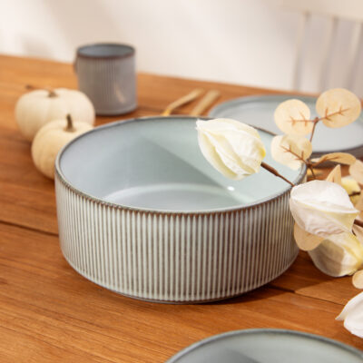 Bowl | SANOS | striped grey 21 cm | | 707261