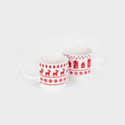 Set of mugs | CANAMA | stacked in reindeer and house, 2 pcs | 0.4 l | 711145