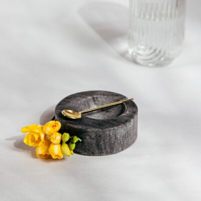 Мраморный контейнер | MARBLE | мрамор с ложкой | 10,5x4 см | 724282