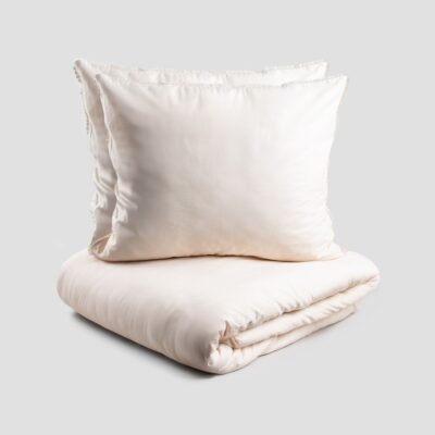 Постельное белье | NERINIA | хлопок бежевый с кружевом | 160x200 + 2*70x80 см | 725142