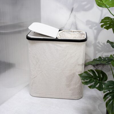 Basket | DAVEY | laundry with two compartments and lid | 55x34.2x60 cm | 734496