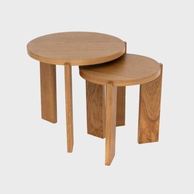 Coffee table set | TABULA | in oak veneer natural | 50/40x50/40x45/40 cm | 739460