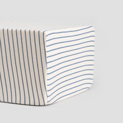 RANDER | Простыня из трикотажа в бежевую и голубую полоску | 140x200 см | 740855