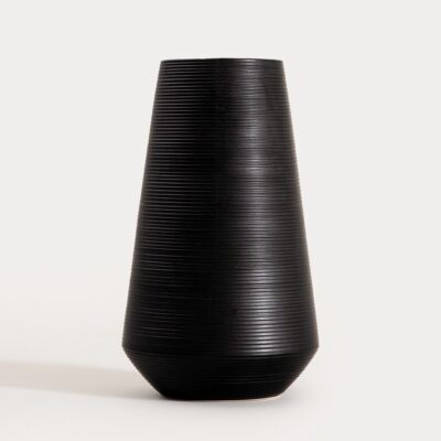 Vase | GIA | ceramic fluted black | 23x14 cm | 752506