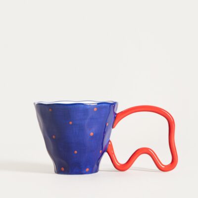 Kubek | LISSA | niebieski z dużym czerwonym uchem | 0,3 l | 757068