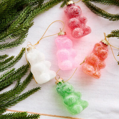 BEAR | bear-shaped glass baubles, 5 pcs | 4x8 cm | 276525