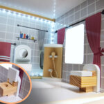 KX6201 Domek dla lalek MDF drewniany z akcesoriami LED 80cm czar