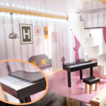 KX6201 Domek dla lalek MDF drewniany z akcesoriami LED 80cm czar