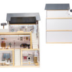 KX6201 Domek dla lalek MDF drewniany z akcesoriami LED 80cm czar