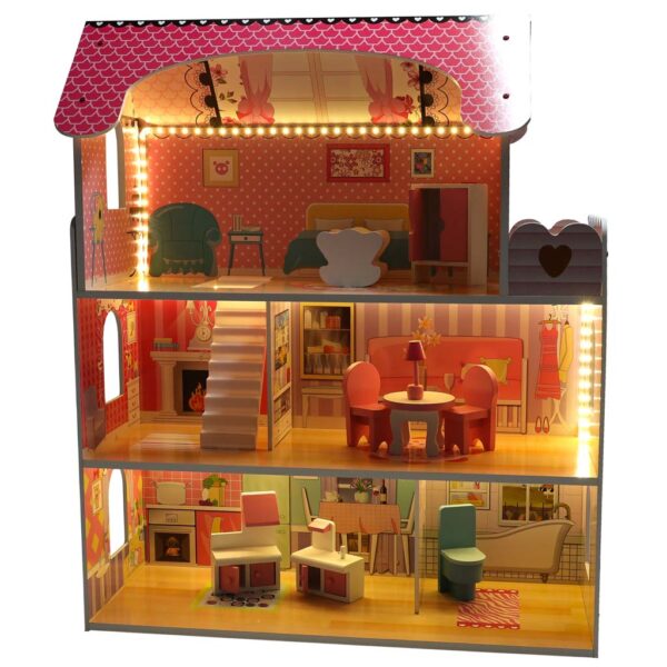 Domek-dla-lalek-drewniany-MDF-mebelki-70cm-rozowy-LED-176475 Domek-dla-lalek-drewniany-MDF-mebelki-70cm-rozowy-LED-176475