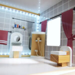 KX6201 Domek dla lalek MDF drewniany z akcesoriami LED 80cm czar