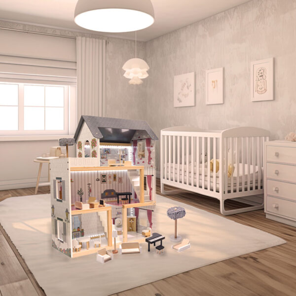 Domek-dla-lalek-drewniany-MDF-mebelki-78cm-czarny-LED-175251 Domek-dla-lalek-drewniany-MDF-mebelki-78cm-czarny-LED-175251