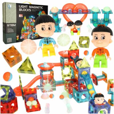 Magnētiskā marmora bumbiņu trase gaismas 202 gab.