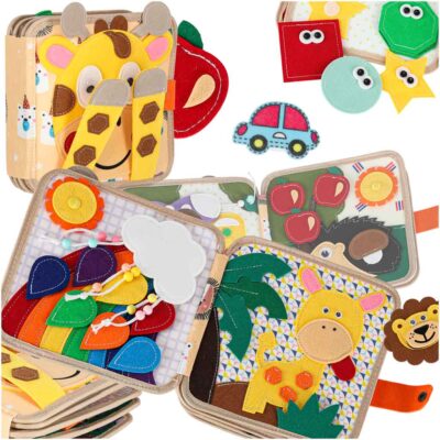 Сенсорный развивающий 3D манипулятор из фетра с подвижными деталями Жираф