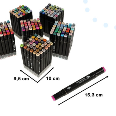 Double-sided alcohol markers in case 204 + stand