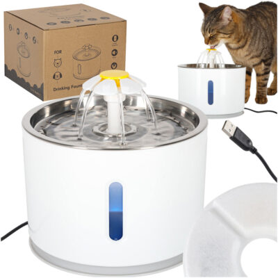 Fountain drinker for dog cat pet automatic LED drinker USB 2,4l cleaning filter