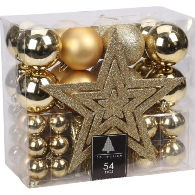 DECORATIVE PLASTIC BAUBLE SAFE TIP 54 PIECES GOLD