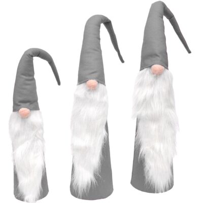 SET OF GRAY DECORATIVE SANTA CLAUS 60, 70, 80 CM