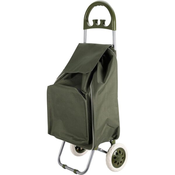 CART WHEELED SHOPPING BAG WITH FRAME 40L GREEN