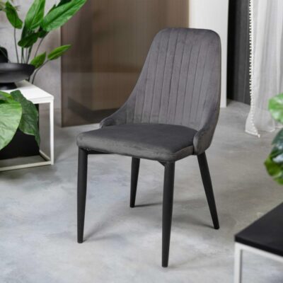 Chair | LOUIS | velour grey | 45x45x90 cm | ALL 925485