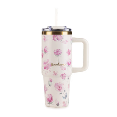 Thermal tumbler Rosmarino MegaCup Roses 870 ml – cream
