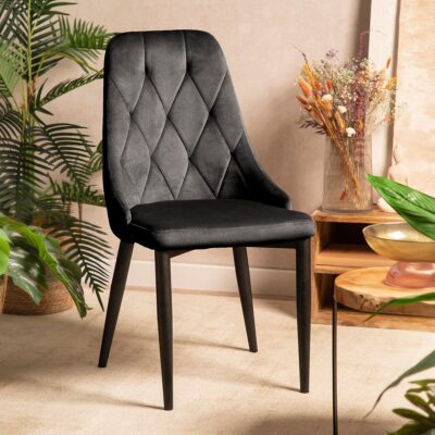 Chair | LOUIS QUILTER | velour black | 44x59x88 cm | ALL 848969