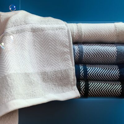 Towel | MAIARA | cotton grey with decorative stitching | 70x130 cm | 897189