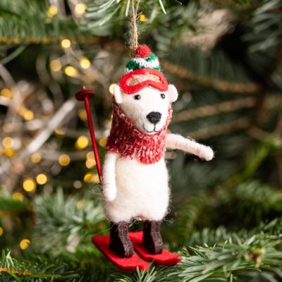 Pendant | PETTIES | felt teddy bear on skis | 13 cm | 705830