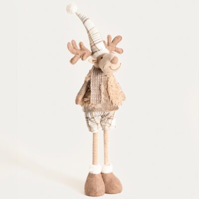 Гном | RAQUEL | бежевый северный олень с шарфом и шапкой | 94 см | 757501