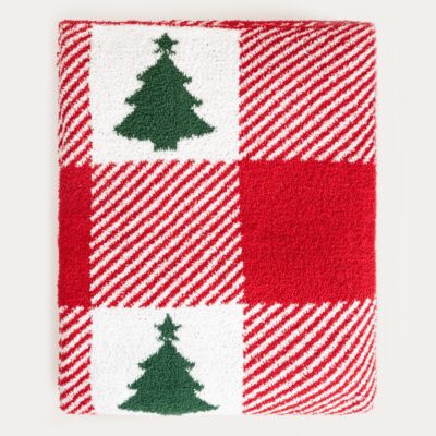 Blanket | PANARO | jacquard with checkered Christmas trees | 150x200 cm | 758614